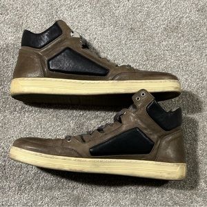 RARE Mr Postman Brown/Black Two Tone Leather Sneaker 12 45 Mid Top